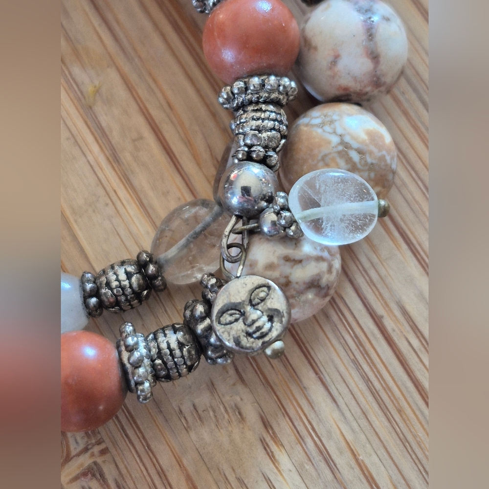 Handmade Multi-Color Earth Tone Boho Beaded Wrap Bracelet - Picture 3 of 6